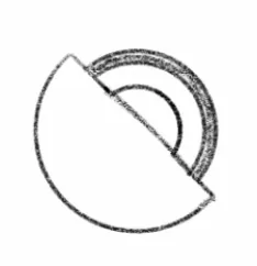 Pencil thumbnail 3: an early circle and overlap study for the Epok mark.