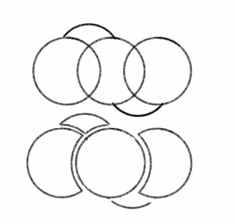 Pencil thumbnail 7: an early circle and overlap study for the Epok mark.